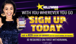 Hollywoodbets FREE R25 Sign Up Bonus Promo