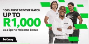 Betway ZA offers a 100% match on first deposits.