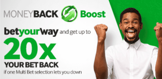 The Betway Money Back Boost can get you up to 20x your bet refunded.